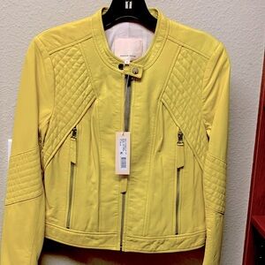 Brand new with tag Rebecca Taylor Leather jacket! Size 4, color: LEMON